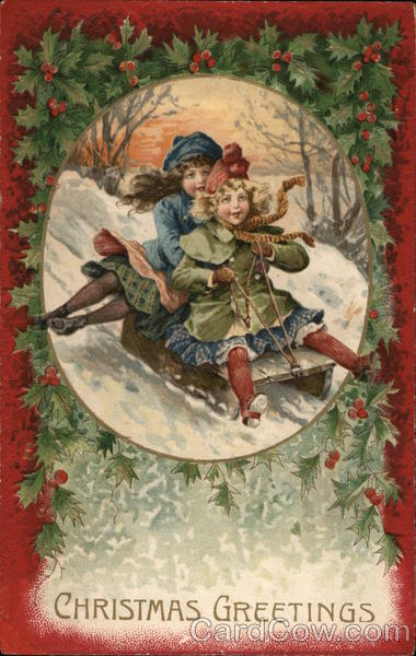 Two kids on a Sled Children