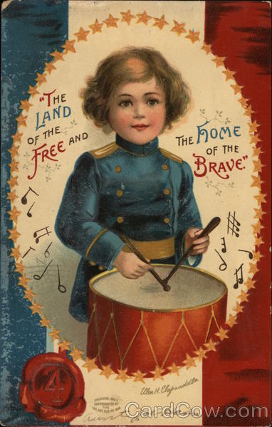 A Boy Playing a Drum Ellen Clapsaddle Patriotic