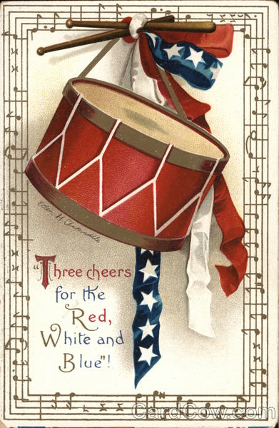 Picture of a Drum and Drum Sticks Patriotic