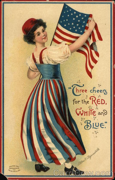 Patriotic Girl with Flag Ellen Clapsaddle