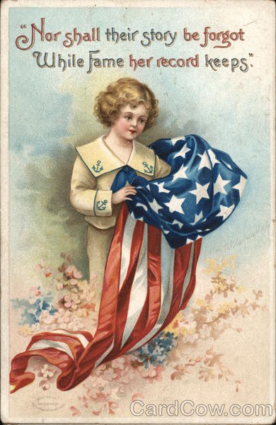 A Young Girl Holding the American Flag Ellen Clapsaddle