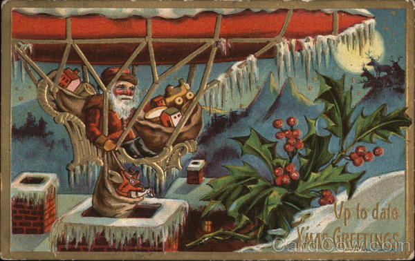 Santa Dropping Presents Down a Chimley Christmas