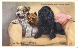 A Place of Honor - Sealyham Terrier, Cairn, Cocker Spaniel Dogs Postcard Postcard