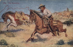 The Runaway Cowboy Western Postcard Postcard