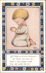 Small Child Kneeling and Praying Children Mabel Lucie Attwell Postcard Postcard Postcard