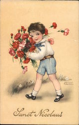 Little Girl with Flowers Children Postcard Postcard