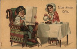 "Taking Morning Coffee" Postcard