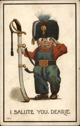 A Kid Dressed Up as a Soilder Postcard