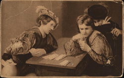 People Playing Cards Postcard