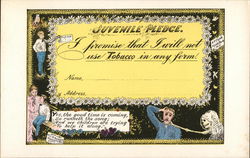 Juvenile Pledge To Not Use Tobacco with Anti-Tobacco Drawings Postcard