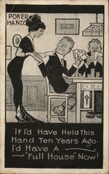 Cardplayer Holding Woman's Hand Postcard