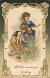 All Happiness For Your Birthday - Two Girls Picking Flowers All Happiness For Your Birthday - Two Girls Picking Flowers