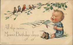 Birds and Baby Singing Children Postcard Postcard