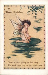 Fairy on a Lilypad Fantasy Postcard Postcard