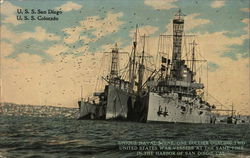 U. S. S. San Diego and U. S. S. Colorado - Unique Naval Scene U. S. S. San Diego and U. S. S. Colorado - Unique Naval Scene