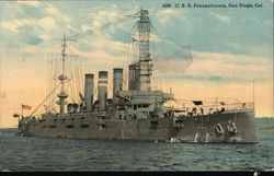 A Picture of the U.S. S. Pennsylvania at Sea Postcard
