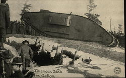 American Tank in Action Postcard