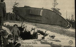 American Tank in Action World War I Postcard Postcard