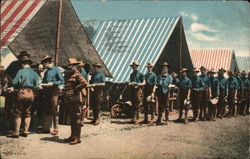 Men Lining up for Food Postcard