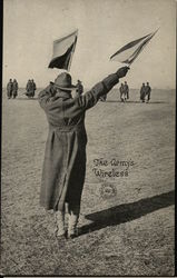 Man Holding Signal Flags Postcard