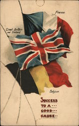 Flags fo France, Belgium, Great Britain, and Ireland Postcard