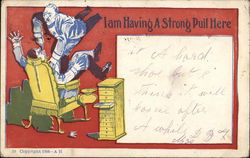 "I Am Having A Strong Pull Here" - Dentist Pulling Man's Tooth Postcard