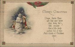 Santa and a Snowman Postcard