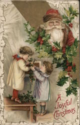 Santa and Two Children Postcard
