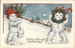 A Very Merry Christmas Snowmen Postcard Postcard