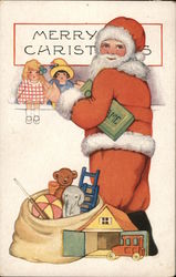 Santa Delievering Dolls as Presents Santa Claus Postcard Postcard