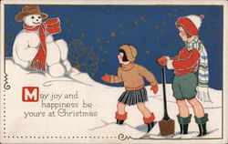 Children Making Snow Man Postcard