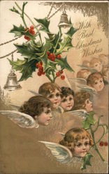 With Best Christmas Wishes Angels Postcard Postcard