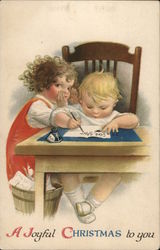 Children Writing Letter to Santa Postcard