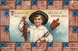 Young Boy Holding Fire Crackers 4th of July Ellen Clapsaddle Postcard Postcard Postcard