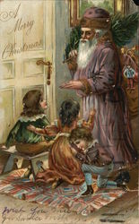 A Merry Christmas - Santa in Purple Robe Postcard