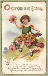 October Birthday Greetings Postcard