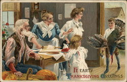 Family Preparing Thanksgiving Meal Postcard