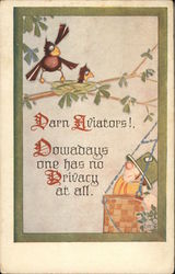 "Darn Aviatiors! Nowadays One Has No Privacy At All." Hot Air Balloons Postcard Postcard