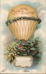 Christmas Greetings - A Hot Air Balloon Postcard Postcard