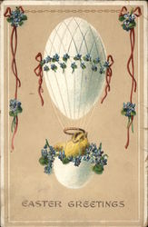 Easter Egg Hot Air Balloon with Chick With Chicks Postcard Postcard