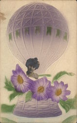 A Woman and a Hot Air Balloon Postcard