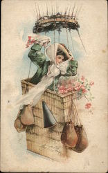 Advertisement for J. L. Saxton Shoes featuring Woman in Balloon Advertising Postcard Postcard