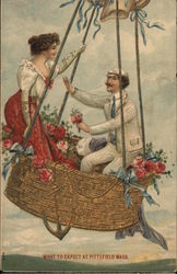 Picture of a Couple on a Hot Air Balloon Postcard