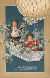 Children in Hot Air Balloon Postcard