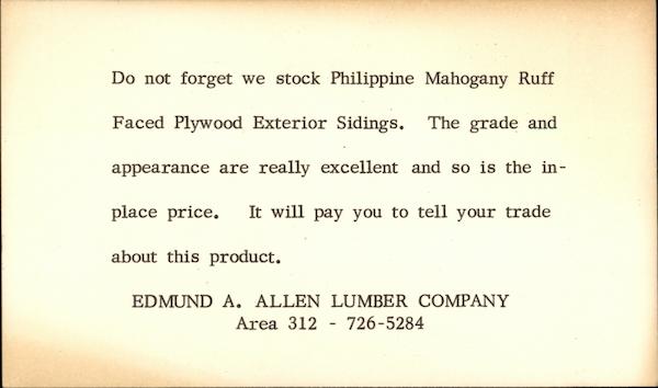 Edmund A. Allen Lumber Company Chicago Illinois