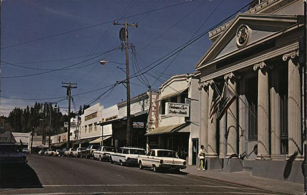 Car Lined Street View Grass Valley California