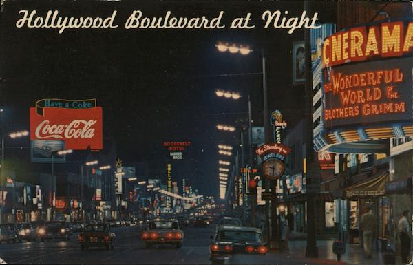 Hollywood Boulevard at Night California R. W. Chase