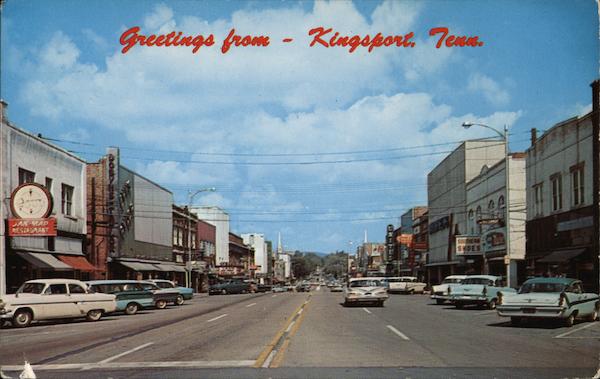 Greetings - Looking North on Broad Street Kingsport Tennessee