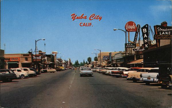 View of Downtown and Cars Yuba City California