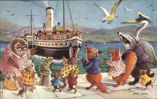Animals Waiting on Dock for Boat Dressed Animals